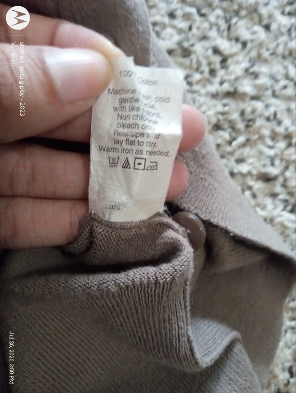 J.Crew V Neck Cardigan Long Sleeve Cotton Tan Small - Picture 8 of 9